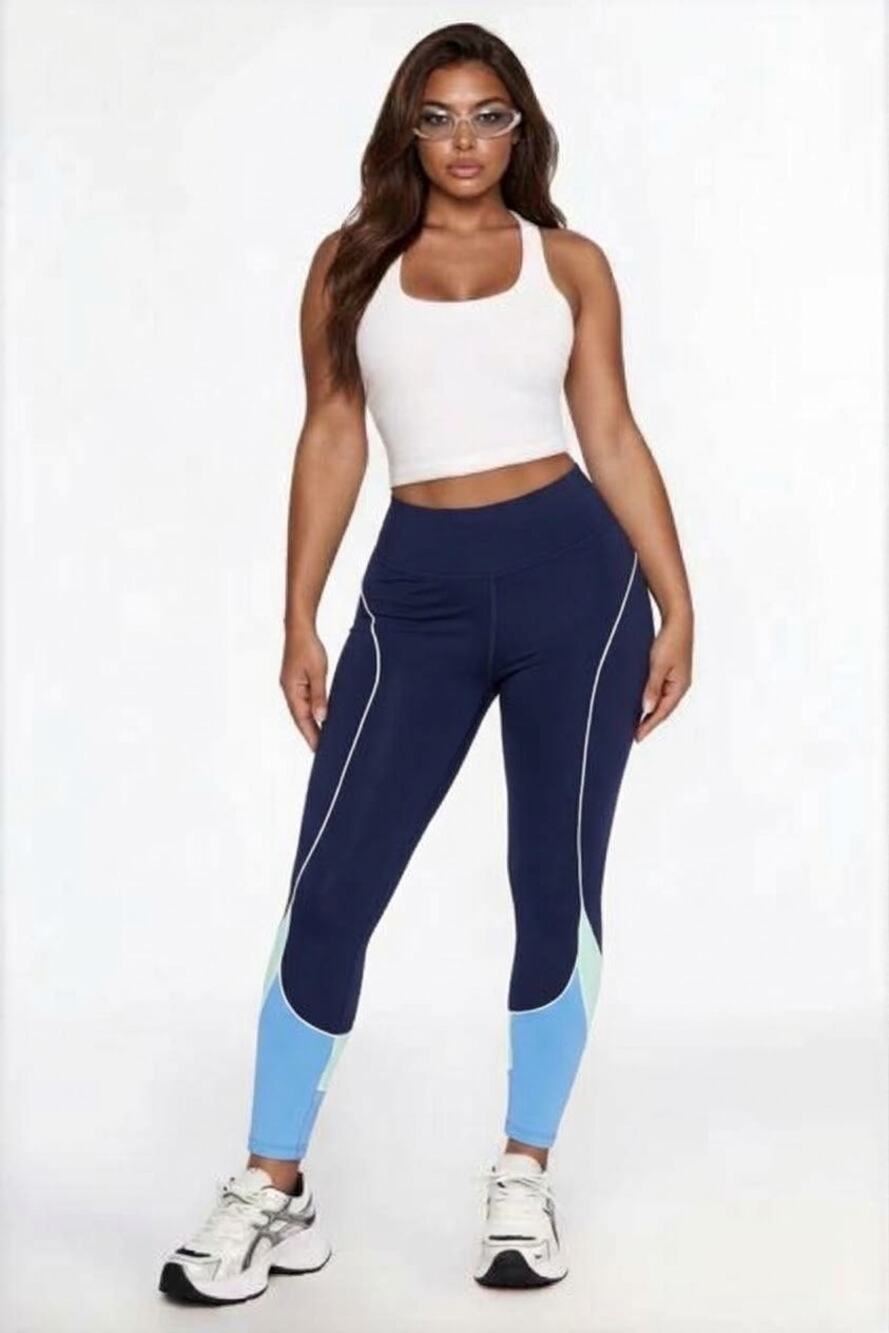 Wilo The Label Size Small High-Waisted Colorblock Piping Active Leggings